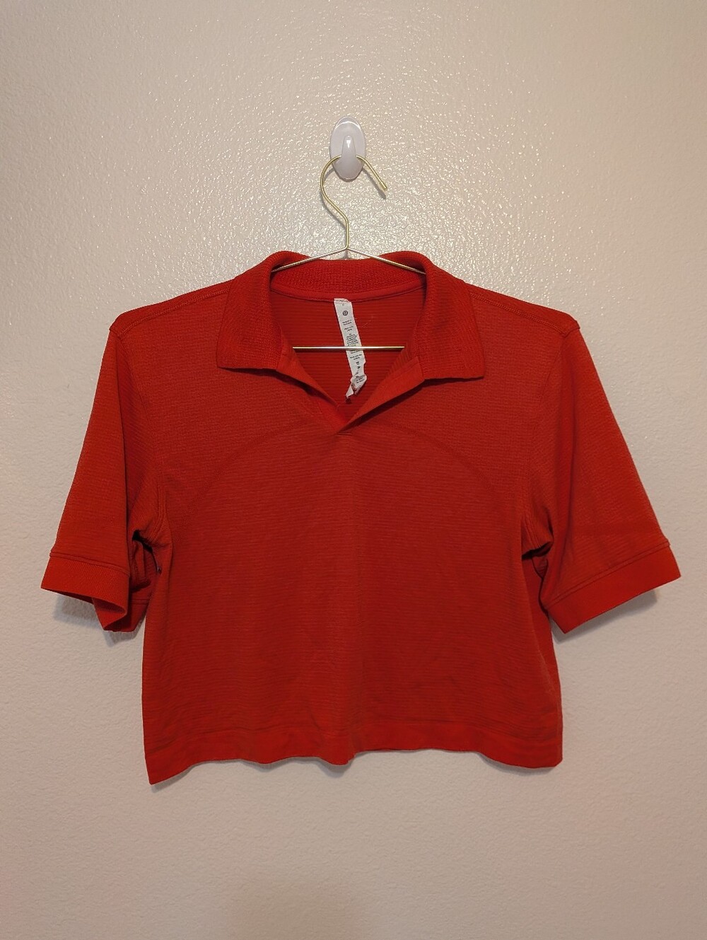 Lululemon Swiftly Boxy Cropped Polo Red 6